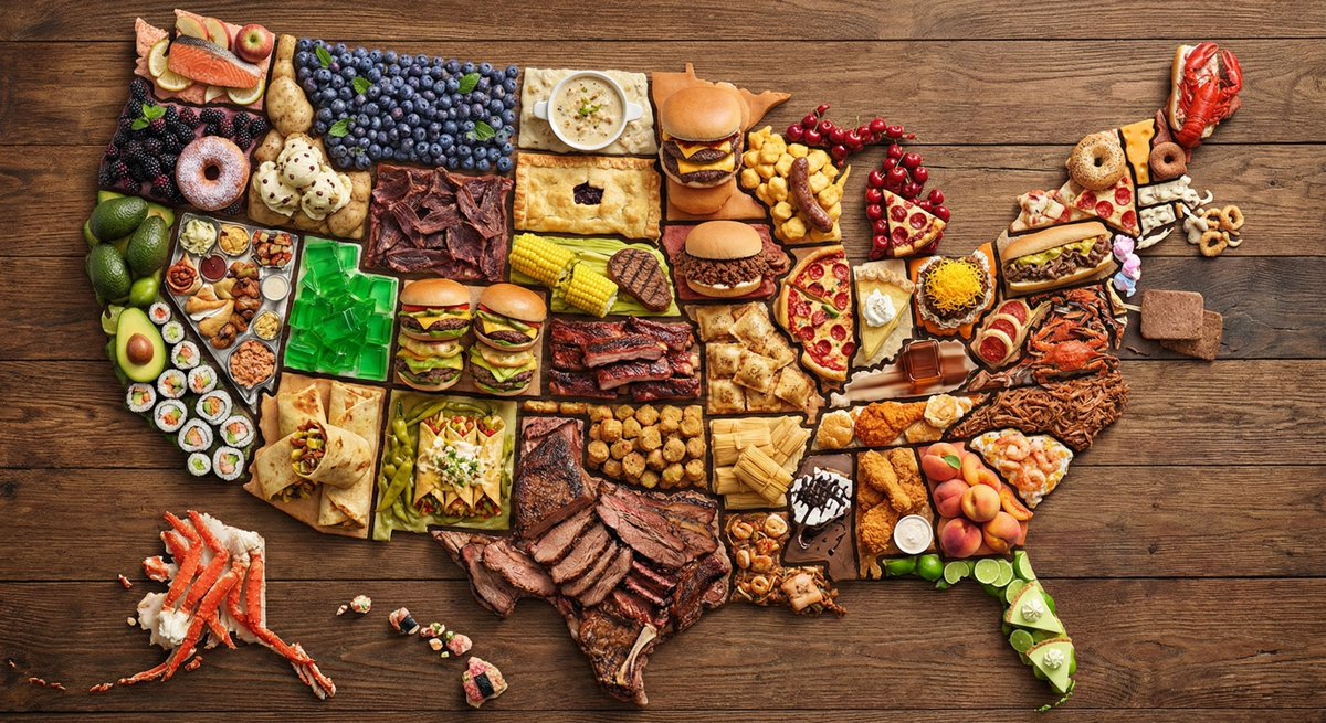 US Map Made of Famous Foods output