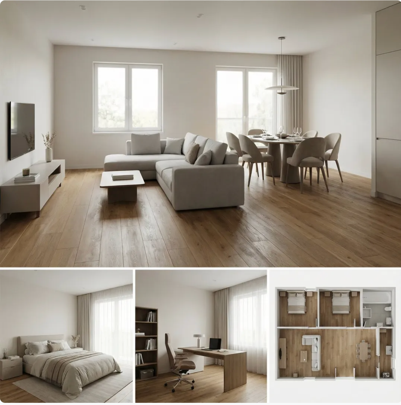 Hard Furnishing Preview (Floor Plan to Design) output